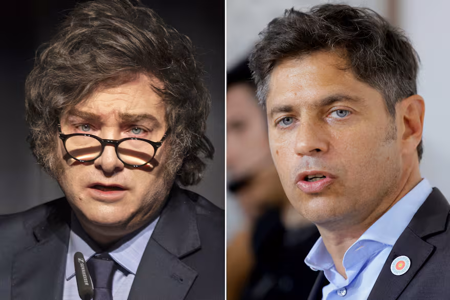 Imagen que muestra a Javier Milei y a Axel Kicillof