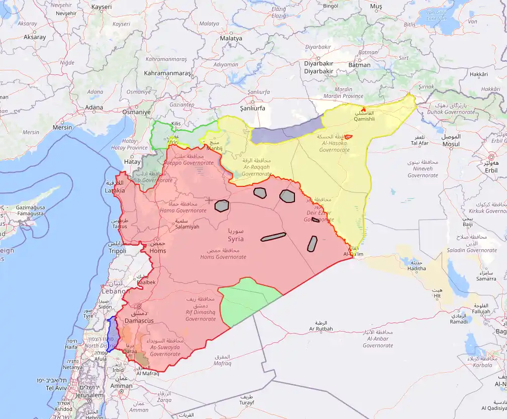 Ocupación de Siria para Octubre 2024, gobierno de Bashar.